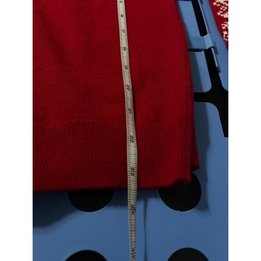 TALBOTS Sweater Beaded Snowflakes Red Lamb's Wool Blend Size Medium Petite - Picture 11 of 12